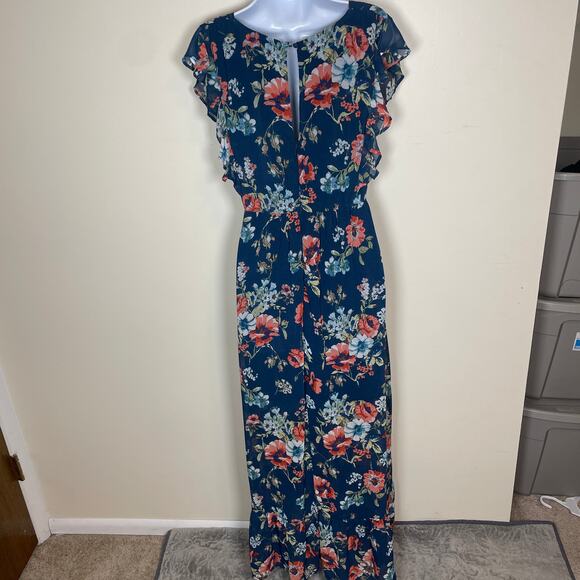 Alter'd State Maxi Dress S Navy Blue Floral Boho Cottagecore Modest Occasion - Picture 11 of 14